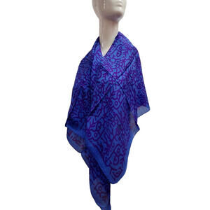 1990s vtg PURPLE SILK SCARF Vintage 90s ZASHI INDIA HARING INSPIRED ART TRIBAL